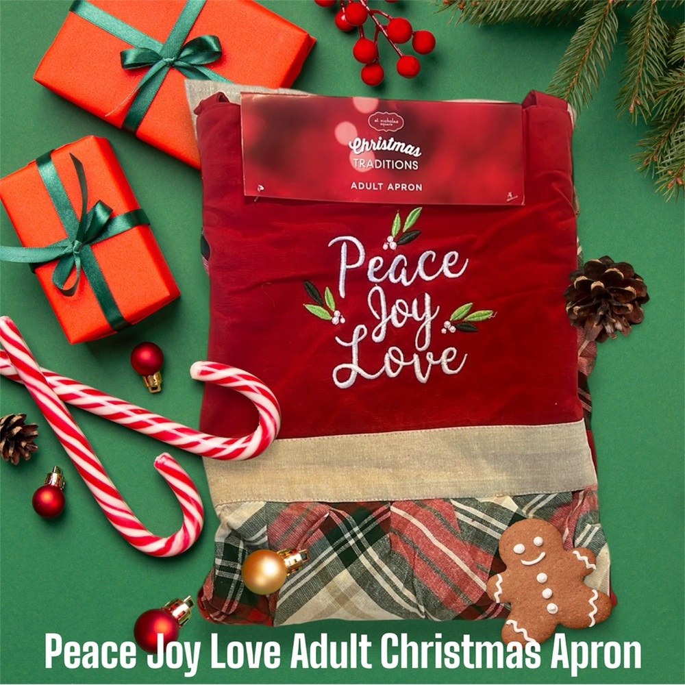Christmas Adult Apron ( Joy Peace and Love ) NWT